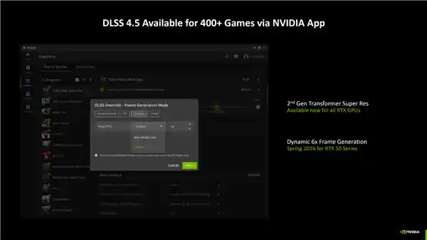 NVIDIA DLSS 4.5震撼发布：6倍帧率飞跃，画质飙升，覆盖400+游戏！